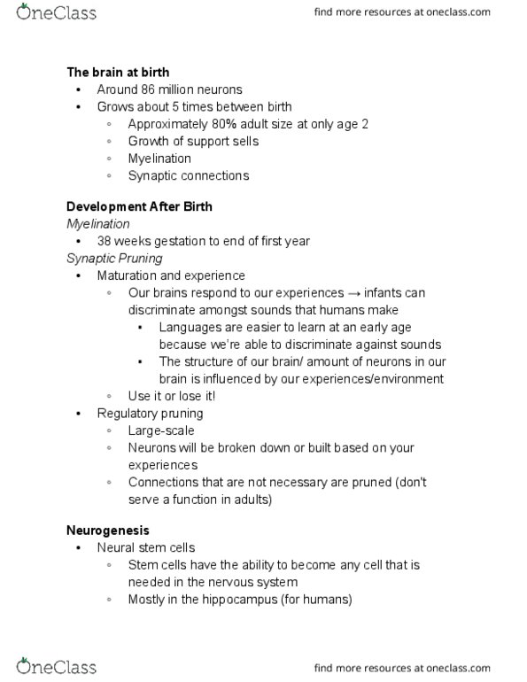 PSYC 101 Lecture Notes - Lecture 24: Motor Coordination, Bone Density, Epigenetics thumbnail