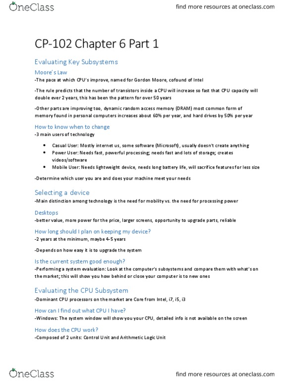 CP102 Chapter Notes - Chapter 6: Arithmetic Logic Unit, Computer Language, Overclocking thumbnail