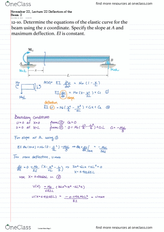 CIV E270 Lecture 22: November 22, Lecture 22 Deflection of the Beam 2 thumbnail