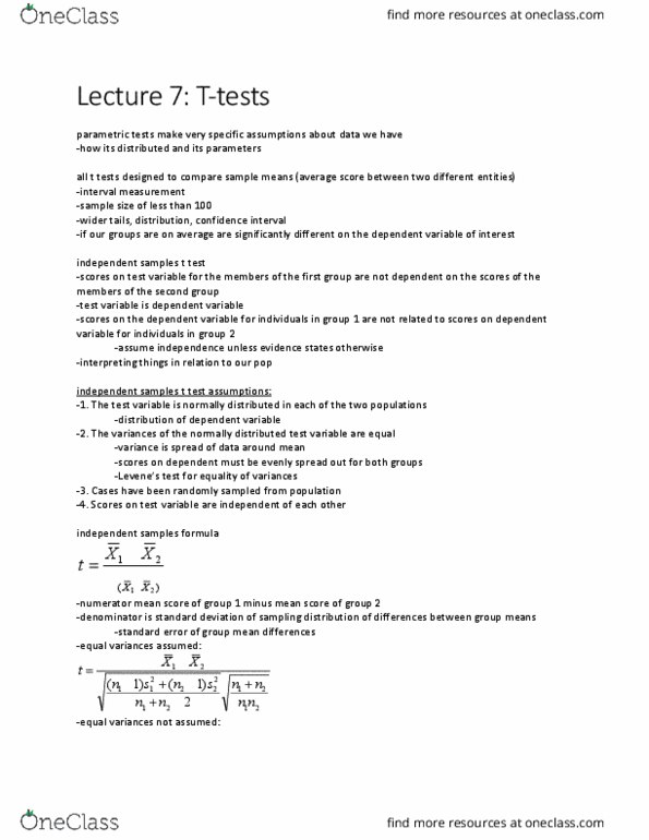 CRIM 320 Lecture Notes - Lecture 7: Null Hypothesis, Sampling Distribution, Standard Deviation thumbnail