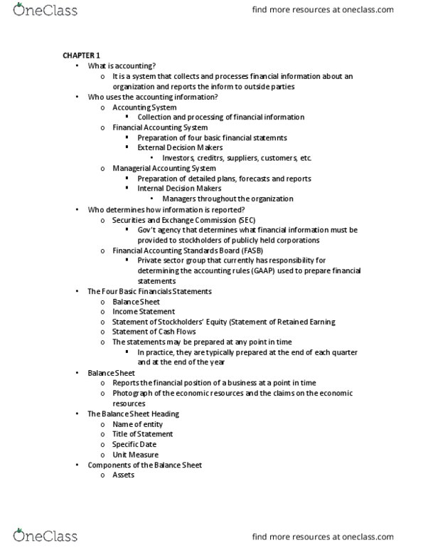 ACC 311 Lecture Notes - Lecture 1: Financial Accounting Standards Board, Retained Earnings, Financial Statement thumbnail