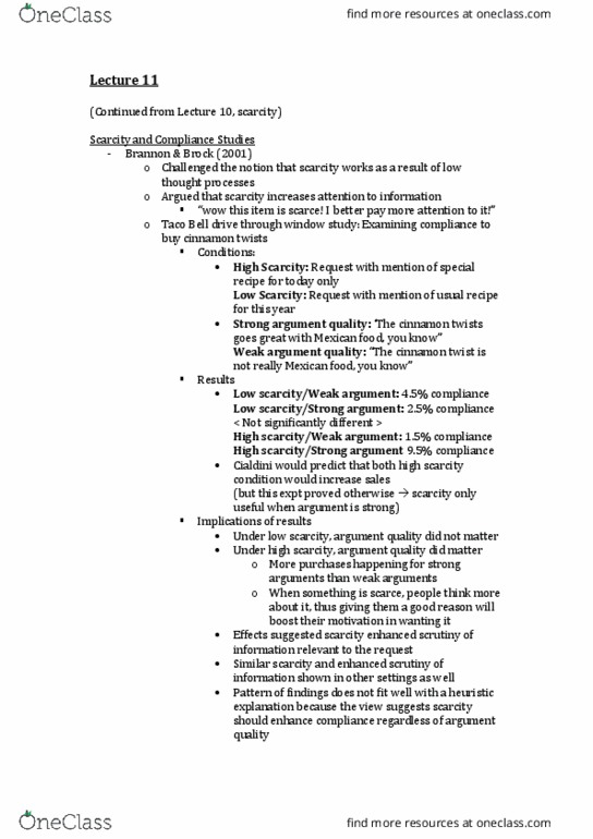 PSYC 342 Lecture Notes - Lecture 11: Elaboration Likelihood Model, Taco Bell, Social Proof thumbnail