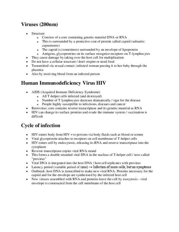 BLG 144 Lecture Notes - Aids, Hiv, Reverse Transcriptase thumbnail