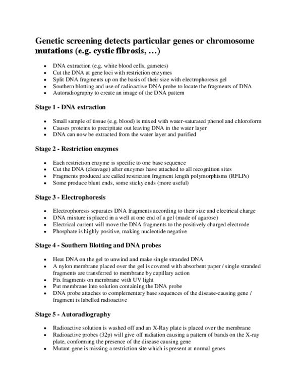 BLG 144 Lecture Notes - Restriction Fragment Length Polymorphism, Southern Blot, Hybridization Probe thumbnail