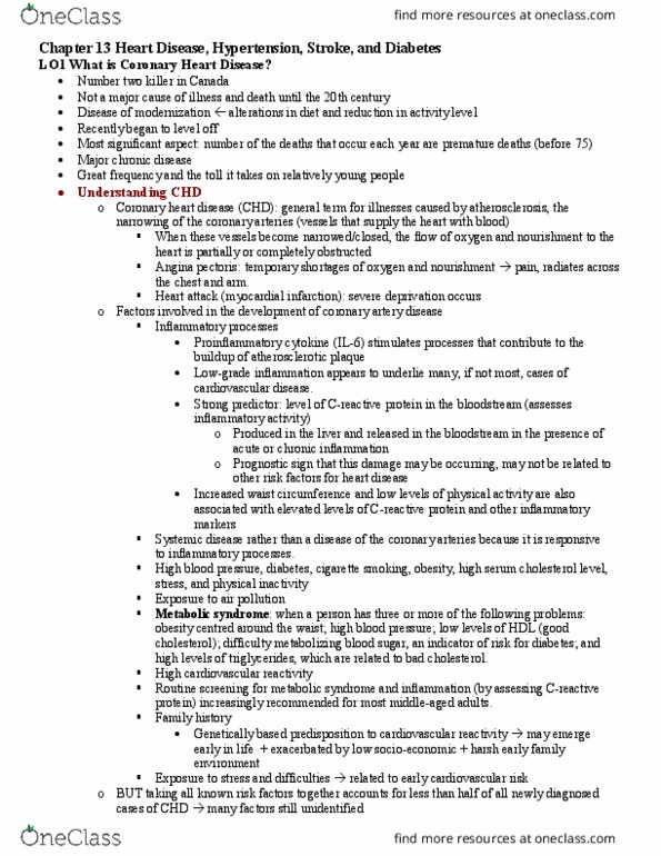 PSYC 328 Chapter Notes - Chapter 13: Coronary Artery Disease, Coronary Circulation, Cardiopulmonary Rehabilitation thumbnail