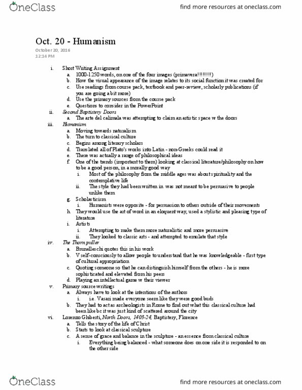 ARTH 364 Lecture Notes - Lecture 6: Lorenzo Ghiberti, Contrapposto, Dive Bomber thumbnail