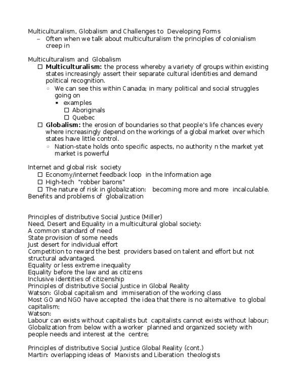 SOC 360 Lecture Notes - Risk Society, Information Age, Globalism thumbnail