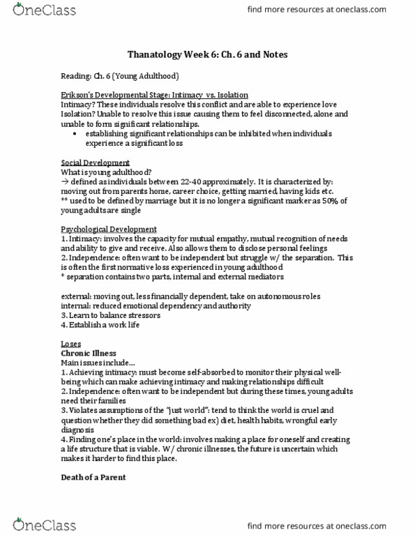 Thanatology 2200 Lecture Notes - Lecture 6: Thanatology, Relationship Counseling, Cognitive Behavioral Therapy thumbnail