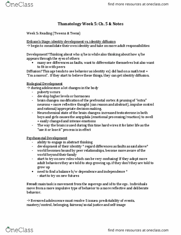 Thanatology 2200 Lecture Notes - Lecture 5: Thanatology, Spina Bifida, Personal Development thumbnail
