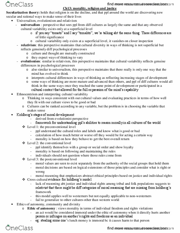 PSYC14H3 Chapter Notes - Chapter 13: Evolutionism, Ethnocentrism, Gemeinschaft And Gesellschaft thumbnail