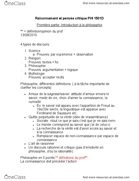 PHI 1501 Lecture Notes - Lecture 6: Le Monde, La Nature, La Question thumbnail
