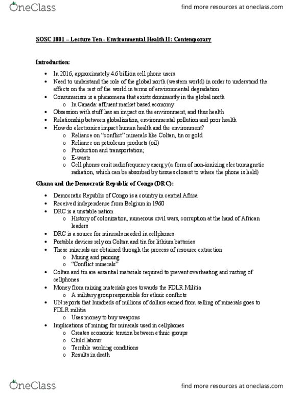 SOSC 1801 Lecture Notes - Lecture 10: Market Economy, Coltan, Electronic Waste thumbnail