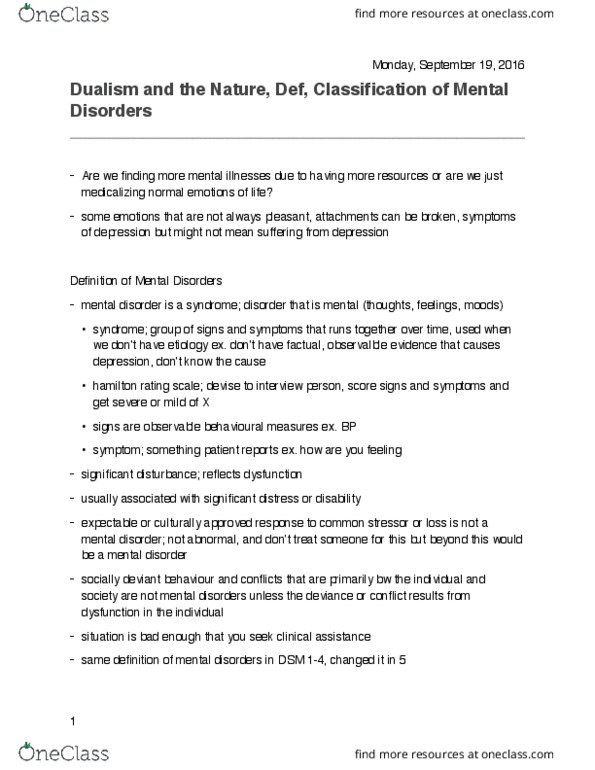 Health Sciences 4620F/G Lecture Notes - Lecture 3: Anomalous Monism, Monism, Anachronism thumbnail