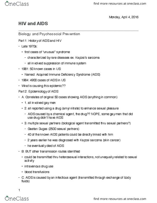 Psychology 2036A/B Lecture Notes - Lecture 13: Humoral Immunity, Viral Load, Sarcoma thumbnail