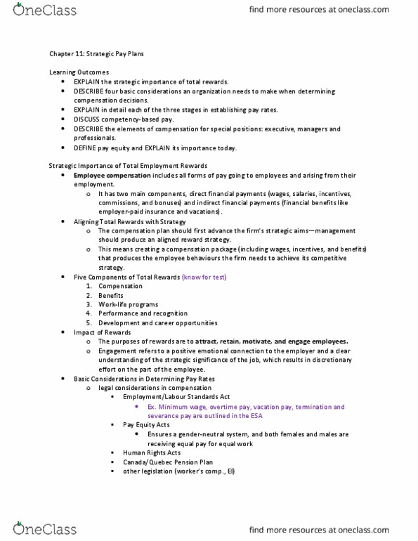 HRM200 Lecture Notes - Lecture 7: Truck Driver, Subfactor, Total Rewards thumbnail