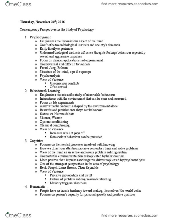 PSYC 1020H Lecture Notes - Lecture 4: Classical Conditioning, Operant Conditioning, Behaviorism thumbnail