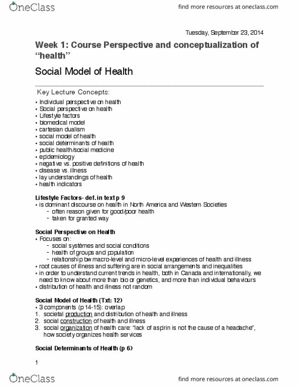 Health Sciences 1002A/B Lecture Notes - Lecture 2: Rudolf Virchow, Social Medicine, Public Health thumbnail