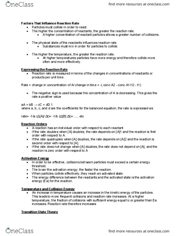 sbc 200 Lecture Notes - Lecture 8: Reaction Rate, Reaction Mechanism, Dd National thumbnail