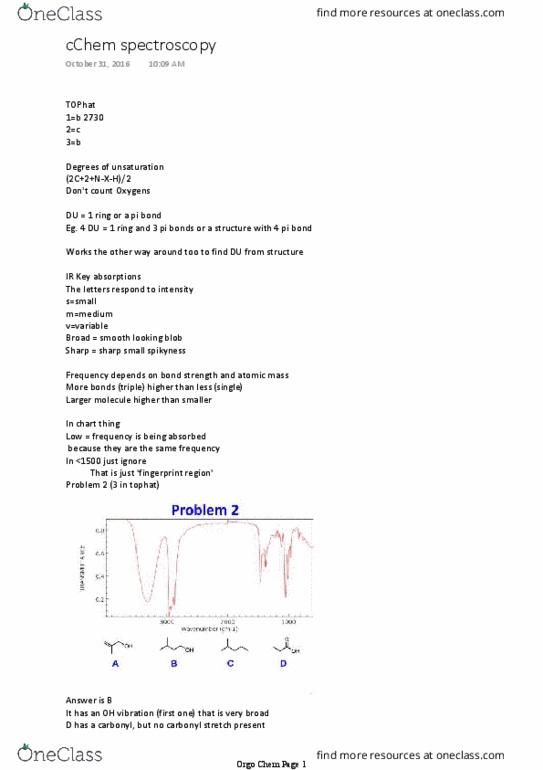 CHM 2120 Lecture Notes - Lecture 3: Infrared Spectroscopy, Chemical Shift, Pi Bond thumbnail