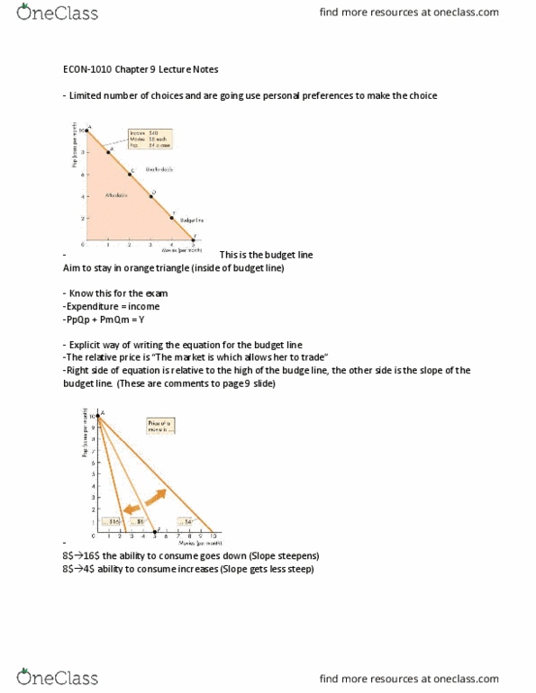 ECON 1010H Lecture Notes - Lecture 8: Indifference Curve, Demand Curve thumbnail