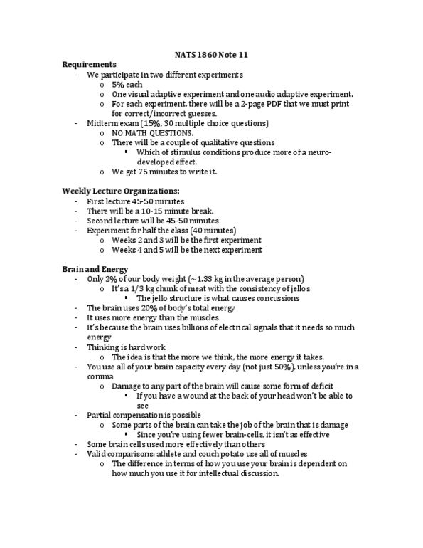 NATS 1860 Lecture Notes - Neural Oscillation, Brain Damage, Phineas Gage thumbnail