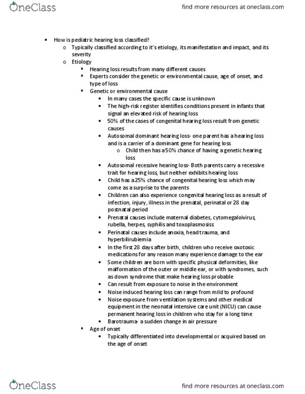 CSD-2259 Chapter Notes - Chapter 13.2: Neonatal Intensive Care Unit, Noise-Induced Hearing Loss, Barotrauma thumbnail