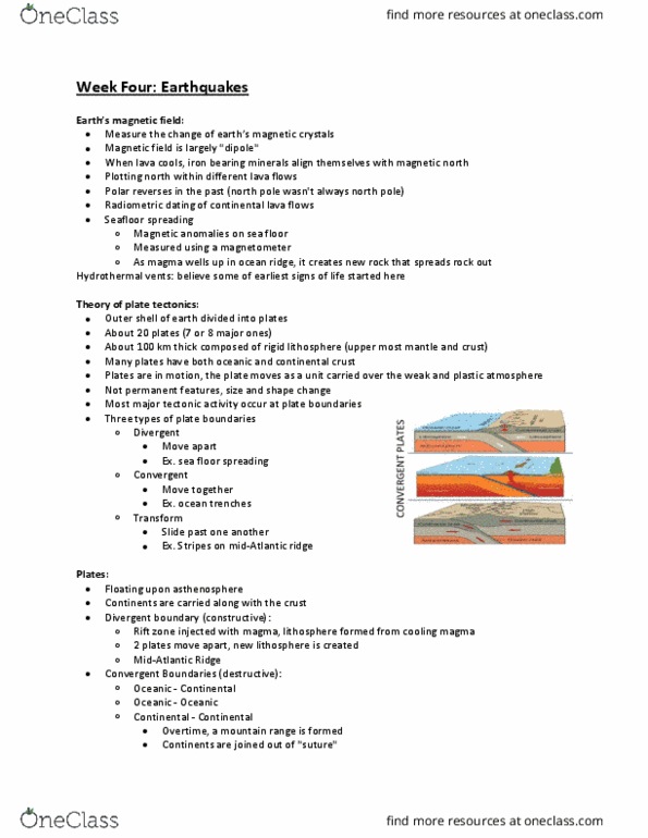 GEOL 106 Lecture Notes - Lecture 4: San Andreas Fault, Seafloor Spreading, Continental Crust thumbnail