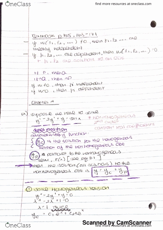 MAT 224 Lecture 17: Non-homogeneous Nth Order ODE with Constant Real Coefficients thumbnail