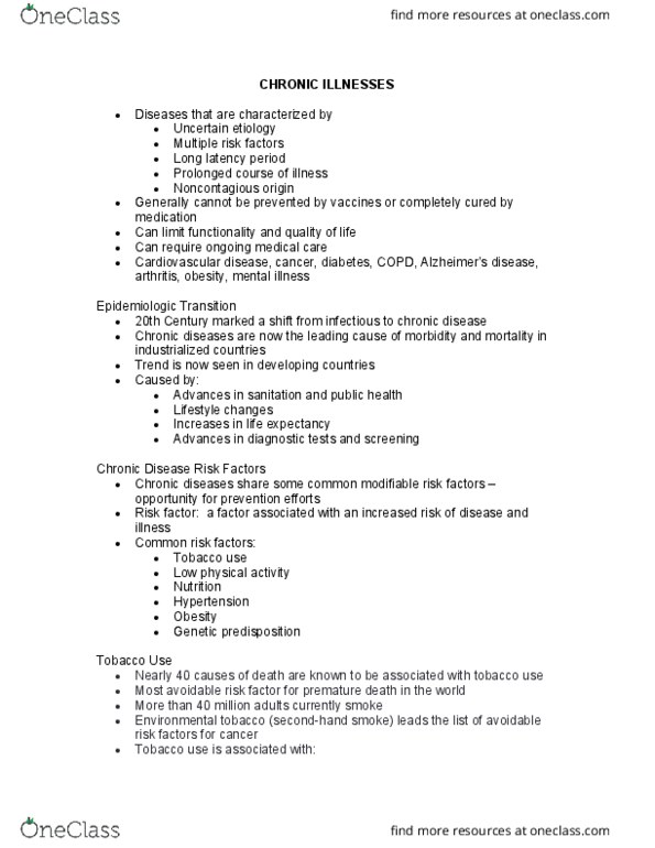 SOC 4369 Lecture Notes - Lecture 1: Passive Smoking, Cardiovascular Disease, Olive Oil thumbnail