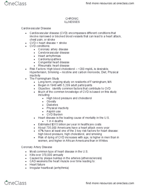 SOC 4369 Lecture Notes - Lecture 2: Coronary Artery Disease, Rheumatic Fever, Congenital Heart Defect thumbnail