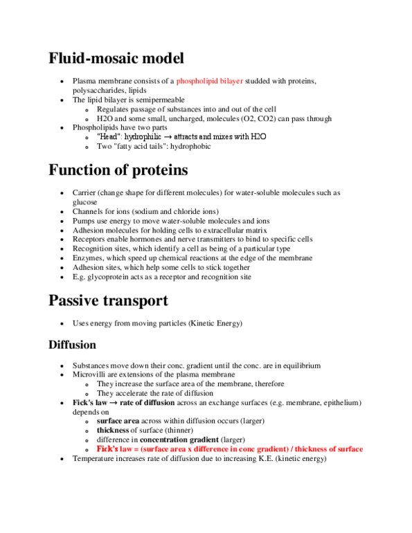 BIOL 2P05 Lecture Notes - Semipermeable Membrane, Passive Transport, Hydrophile thumbnail