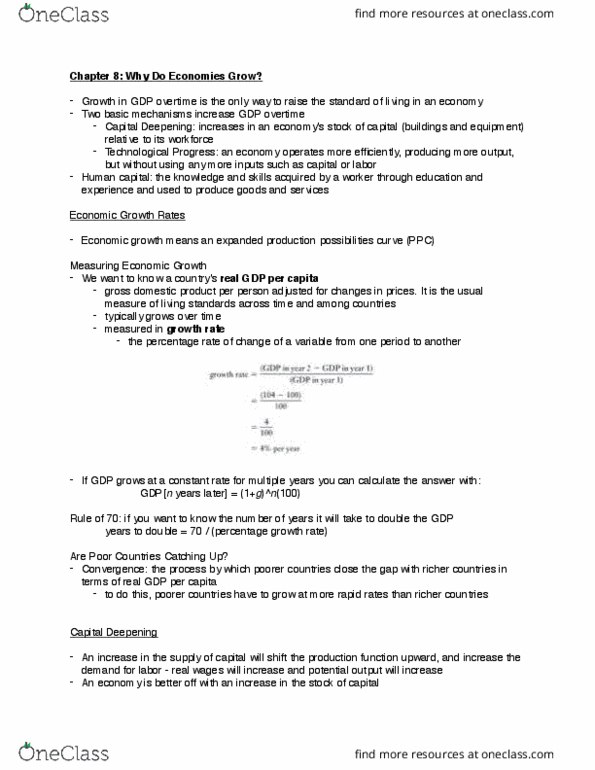 ECON-1010 Chapter Notes - Chapter 8: Gross Domestic Product, Potential Output, Diminishing Returns thumbnail