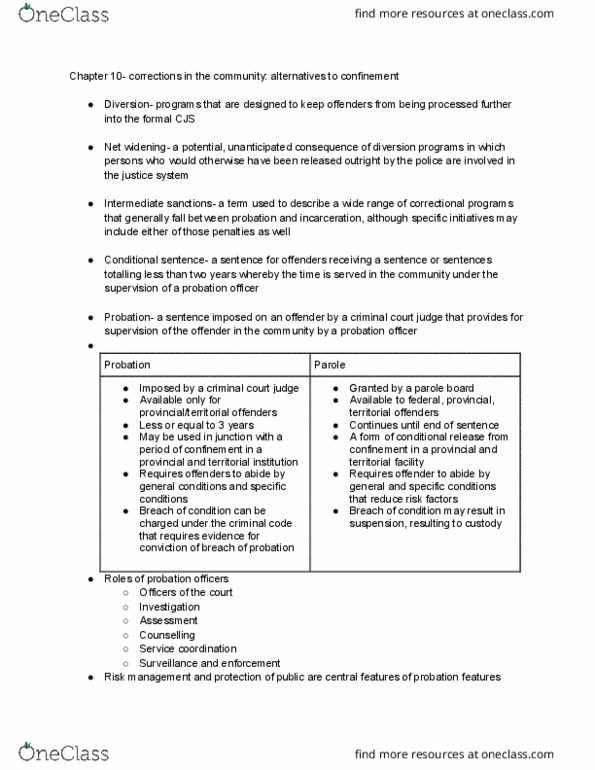 CRIM 131 Chapter Notes - Chapter 10: Conditional Sentence, Risk Management thumbnail