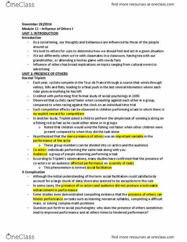 PSYCH 1X03 Lecture Notes - Lecture 11: Social Learning Theory, Muzafer Sherif, Fishing Rod thumbnail