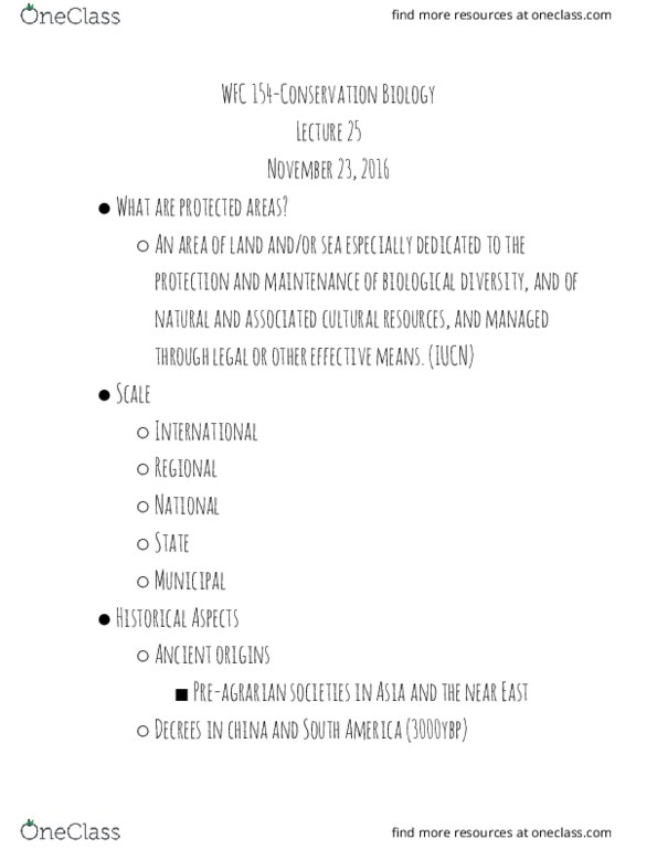 WFC 154 Lecture Notes - Lecture 25: Iucn Protected Area Categories, Public Address System, Ecosystem Services thumbnail