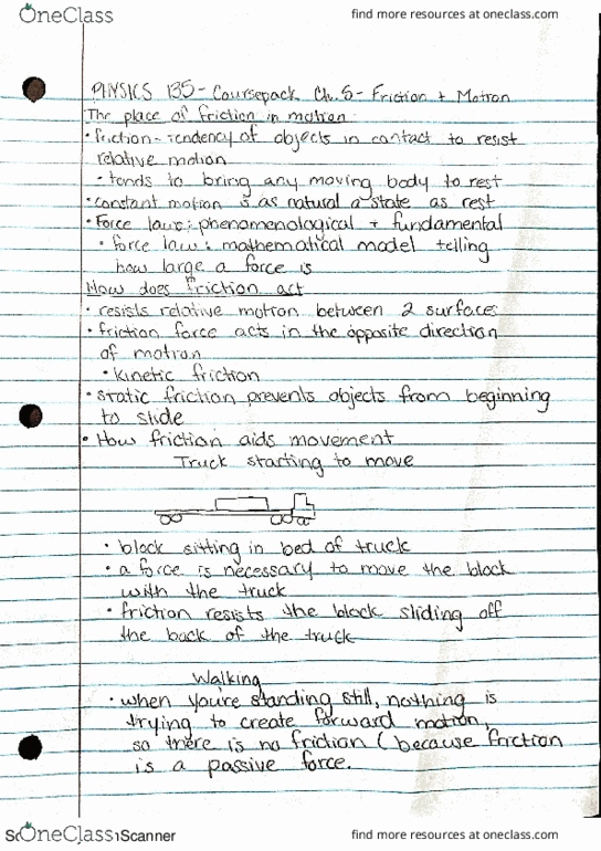 PHYSICS 135 Chapter 5: Friction and Motion thumbnail