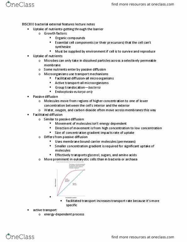 BISC300 Lecture Notes - Lecture 6: Facilitated Diffusion, Glycerol, Active Transport thumbnail