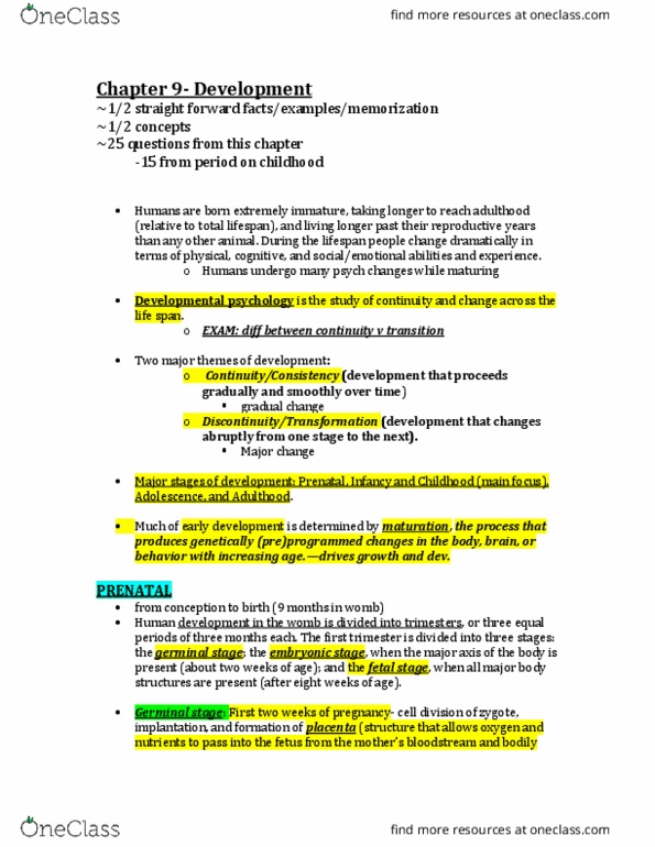 PSYC 2003 Lecture Notes - Lecture 7: Fetal Alcohol Spectrum Disorder, Plantar Reflex, Infant Visual Development thumbnail