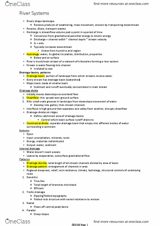 JEG100H1 Chapter Notes - Chapter 16: Cirque Glacier, Glacier Morphology, U-Shaped Valley thumbnail