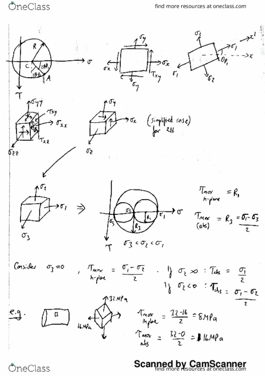 MECHENG 211 Lecture 33: Wei Lu ME 211 Lecture 33 Notes - Mohr's Circle cont'd thumbnail