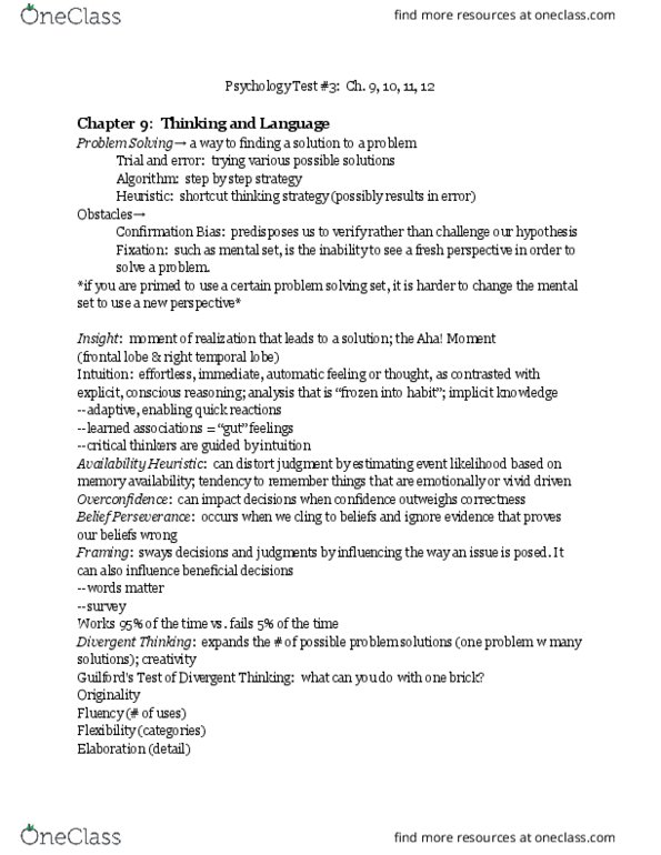 PSY 1305 Chapter Notes - Chapter 9-12: Frontal Lobe, Temporal Lobe, Universal Grammar thumbnail