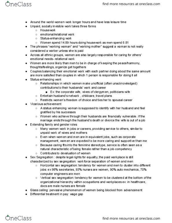 WMNST 325 Lecture Notes - Lecture 17: Sex Segregation, Glass Ceiling, Hierarchical Organization thumbnail