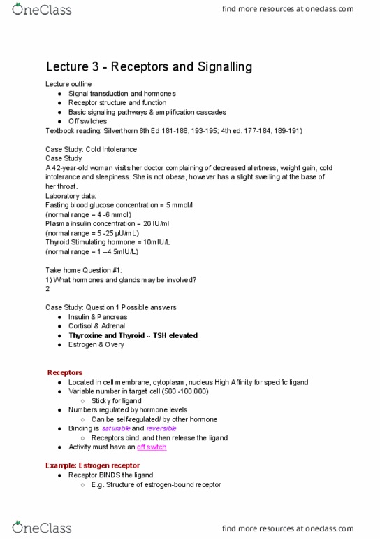 PSL300H1 Lecture Notes - Lecture 3: Adenylyl Cyclase, Estrogen Receptor, Insulin Receptor thumbnail