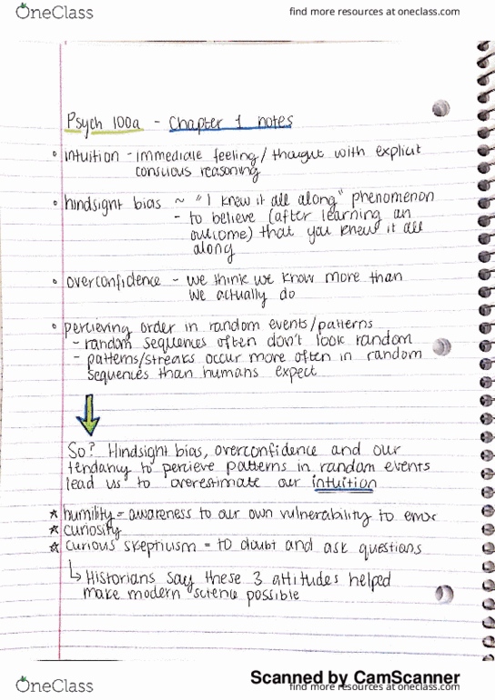 PSYC 100A Chapter 20 - 42: Chapter 1 notes Scientific Method thumbnail