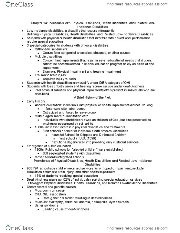 RP & SE 300 Chapter Notes - Chapter 14: Athetoid Cerebral Palsy, Aids, Spastic Cerebral Palsy thumbnail