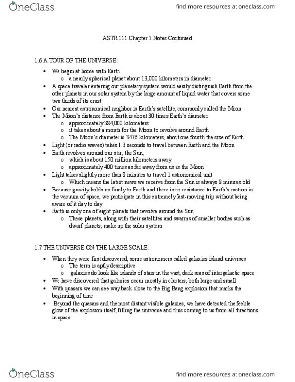 ASTR 111 Lecture Notes - Lecture 1: Astronomical Unit, Planetary System, The Moons thumbnail