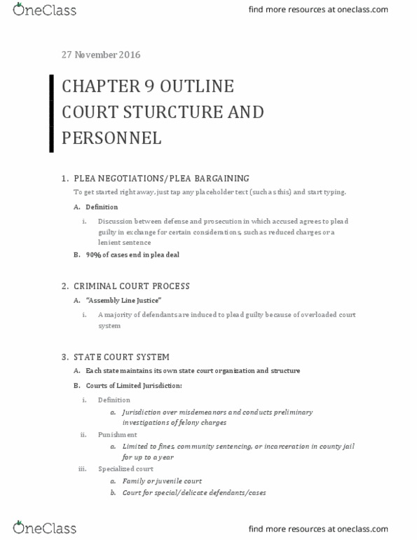 CCJ 3011 Lecture Notes - Lecture 9: Alternative Dispute Resolution, Trial De Novo, Juvenile Court thumbnail