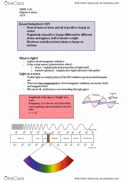 CHEM 1151 Lecture Notes - Lecture 12: Magnetic Quantum Number, Bohr Model, Atomic Orbital thumbnail