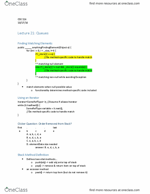 CSE 116 Lecture Notes - Lecture 21: Mutator Method, Iterator thumbnail