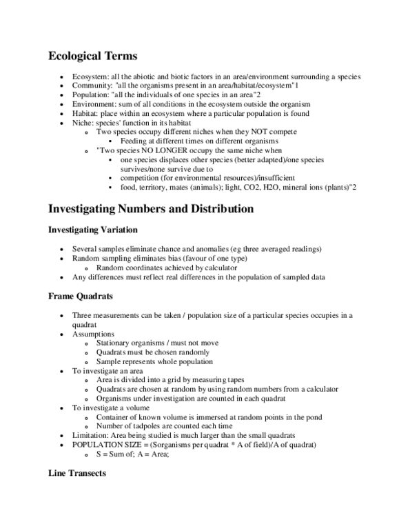 BIOL 1003 Lecture Notes - Transect, Intraspecific Competition, Herbivore thumbnail